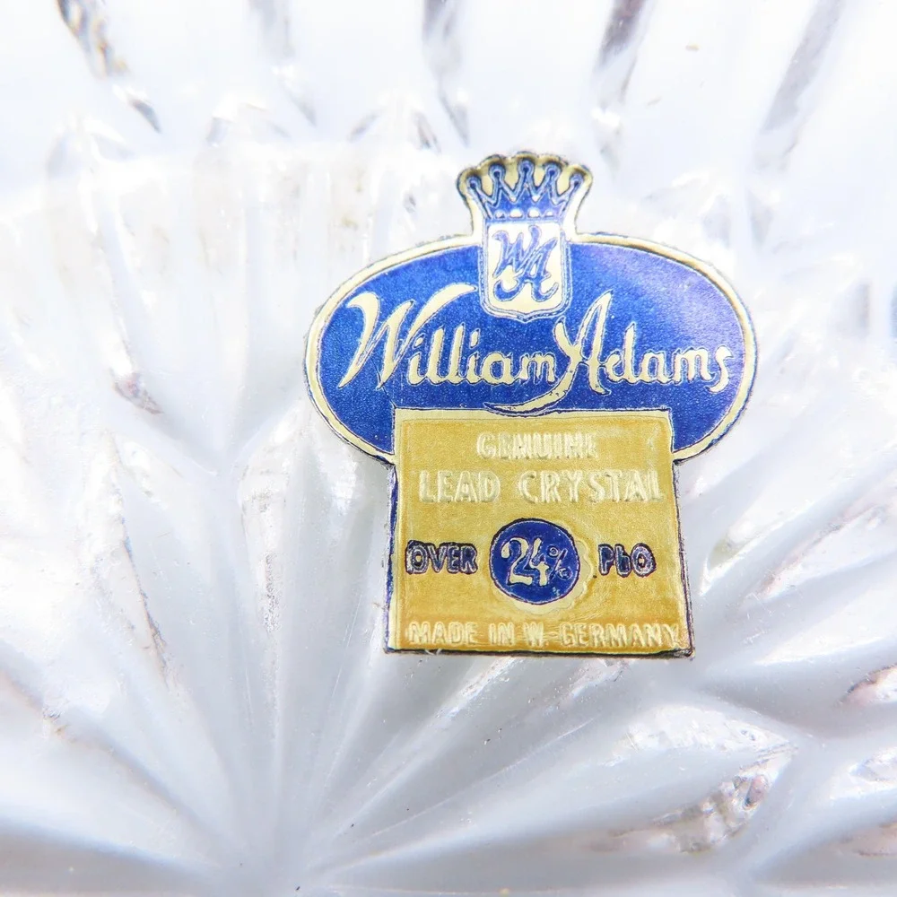 William Adams Lead Crystal Jam Bowl Silver Plated Rim and Spoon West Germany MCM